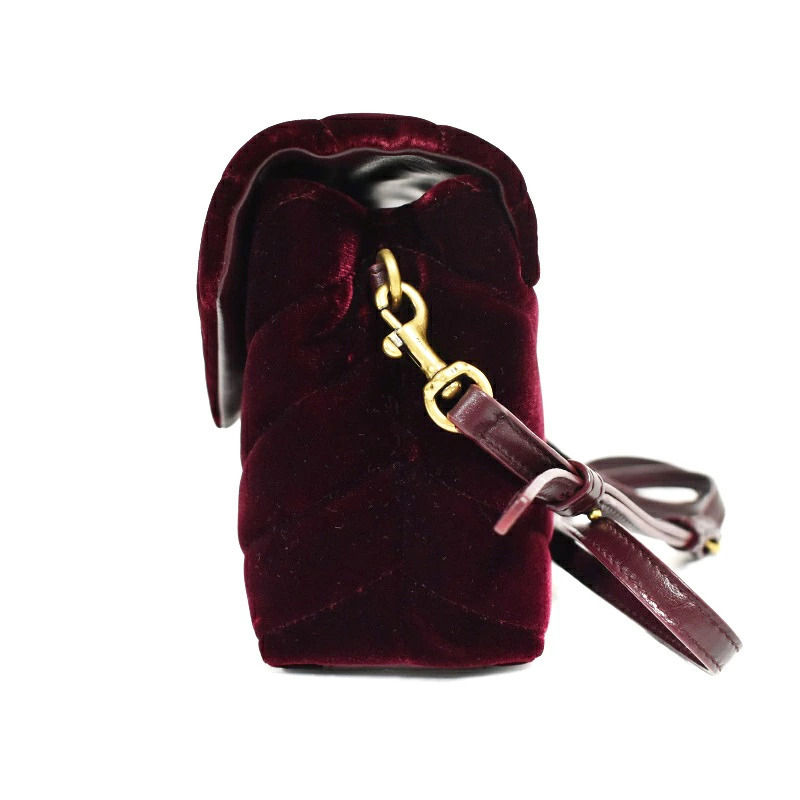 Saint Laurent Paris Monogram Loulou Toy Bag Velour Shoulder Bordeaux Purple